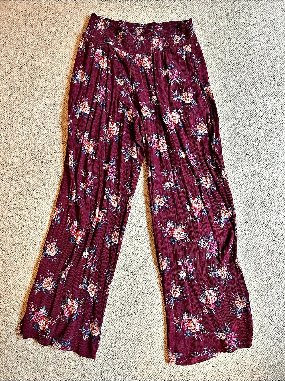 Xhiliration Floral Wide Leg Pants Size Medium